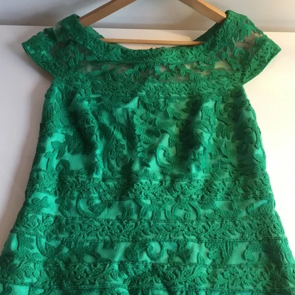 Tadashi Shoji | Dresses | Tadashi Shoji Embroidered Green Dress Sz 8 |  Poshmark